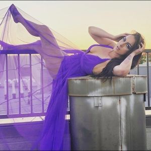 Purple flowy dress from Fashion Nova